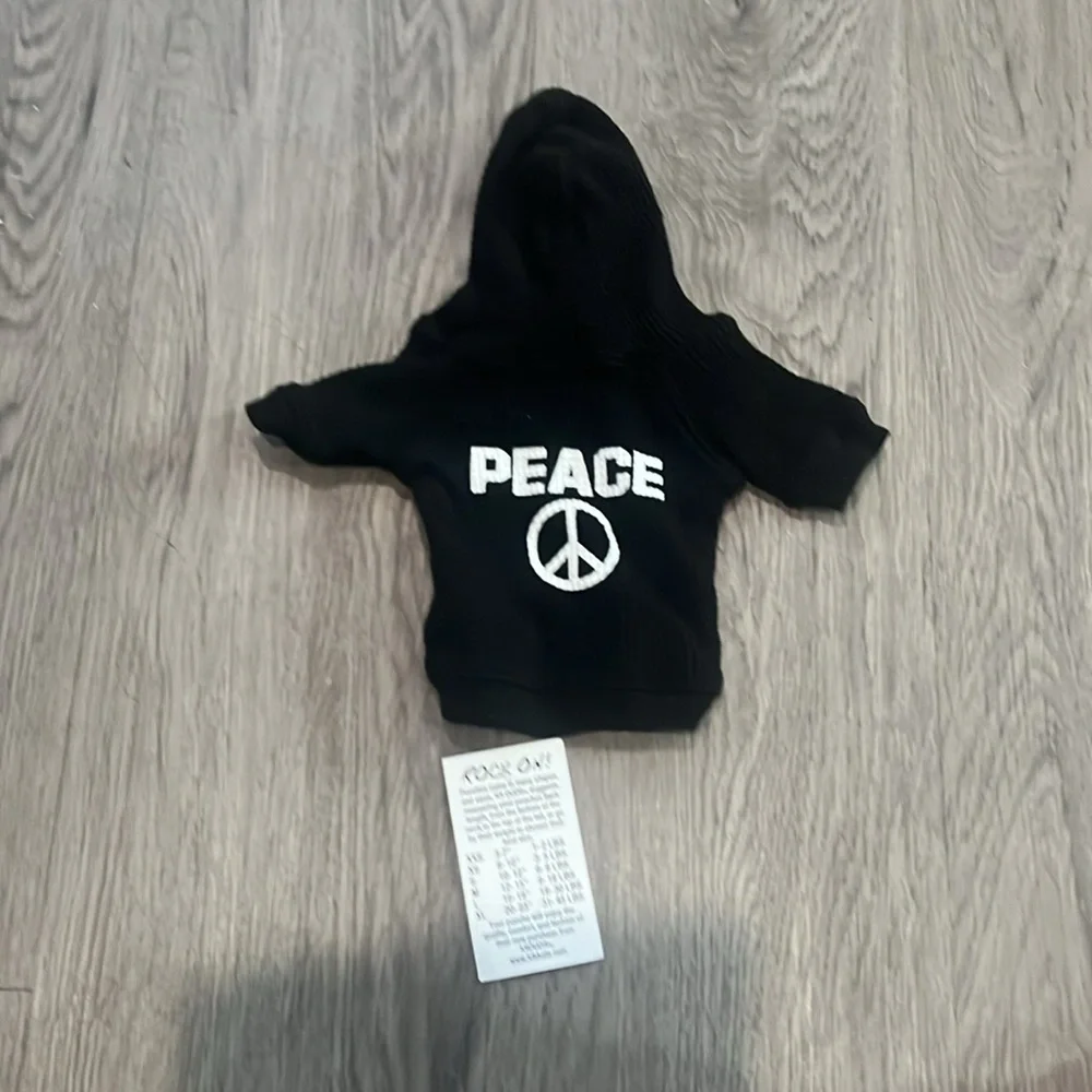 Dog  Black Hoodie with Peace Sign